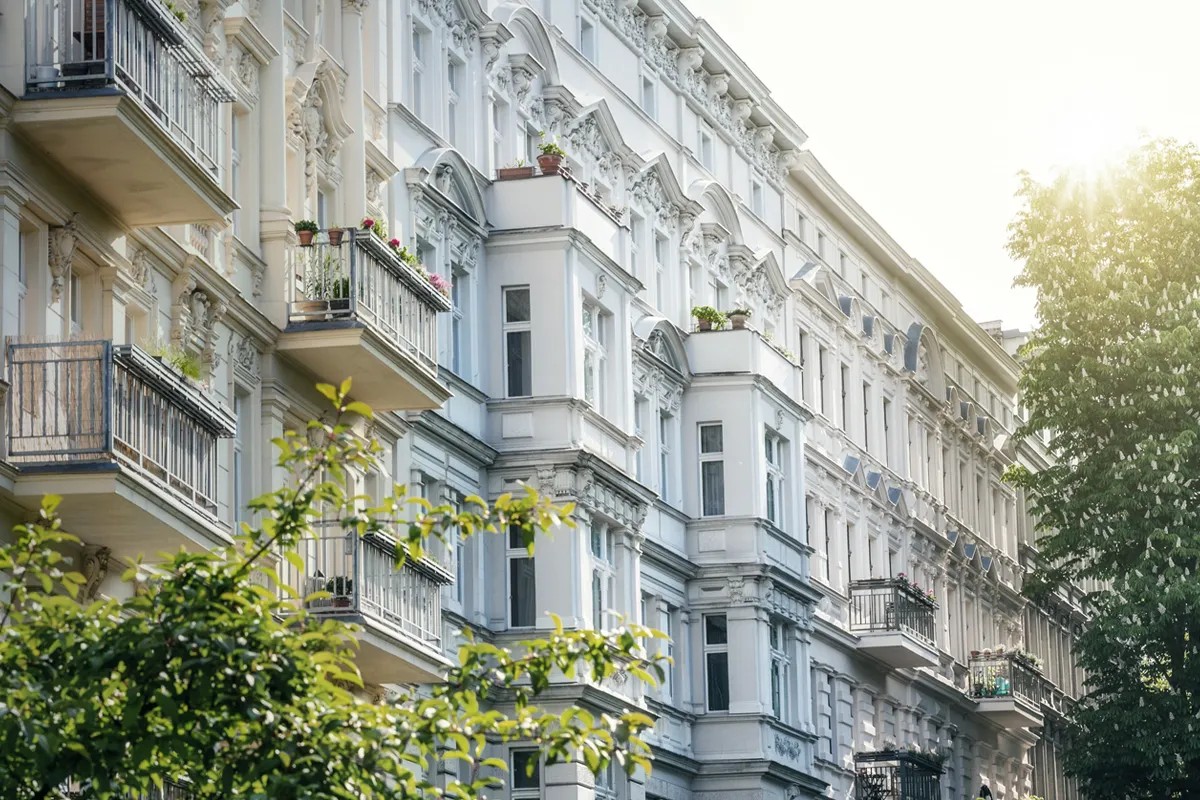 Ansicht Fassaden von Gründerzeit-Wohnungen